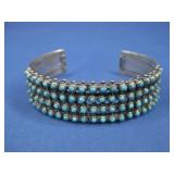 Vtg S.S. Zuni Snake Eyes Turq. Bracelet Hallmarked