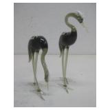 Pair Vtg Glass Cranes/ Heron Sculptures 6'