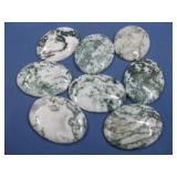 Eight Large Tree Agate Cabochons 30x40mm