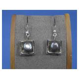 Vtg S.S. New Hoops Genuine Pearl Earrings