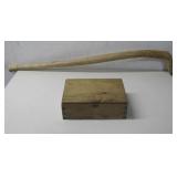 Vtg Pine Box Dovetailed Brass Clasp,Walking Stick