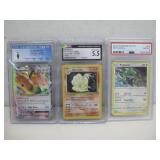 Three Graded Pokemon Cards Rayquaza, Ninetails See