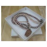 Freshwater Pearl Double Strand S.S. W/ Druzy See