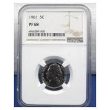Graded 1961 PF68 5 Cent