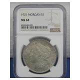 Silver 1921 Morgan Dollar NCG Graded
