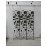 65' Three Panel Metal Room Divider W/Flowers Birds