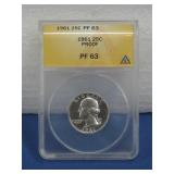 Silver 1961 25ï¿½ ANACS Graded