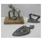 Two Vtg Items Antique Cast Iron Nut Cracker See