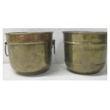 Two Vtg Brass Bucket Or Cauldron Planters See Info