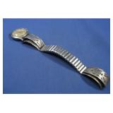 Vtg Sterling Silver Inlay Watch Tips W/ Watch