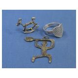 Sterling Silver Charms & Ring 11.65g Hallmarked