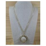 Black Onyx M.O.P. Reversible Pendant Goldtone See