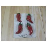 Four Chili Red Pepper Button Covers