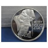 Silver Round 2021 Santa Flag 1 Oz .999 Fine Silver