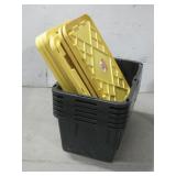 Six 27 Gal. Heavy Duty Plastic Totes W/Lids