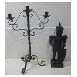 Metal Candelabra & Armored Knight Largest 21.5'