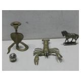 Three Brass/Metal Figures,Cobra,Lobster & More See