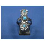 Vtg S.S. N/A Petit Turq Ring Hallmarked