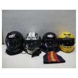 Four Motorcycle Helmets Various Brands/Sizes