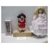 3 Vtg Porcelain Dolls One Lauren Anne Doll W/Coa