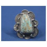 Vtg S.S. N/A Spiderweb Turq. Ring Tested