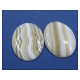 Two Large Yellow Banded Calcite Cabochons 30x40mm