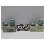 Four Ceramic Jars 3.5' Tall & Cloth Geisha Wallet