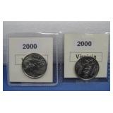 Two Brilliant Uncirculated 2000 Virginia Quarters