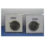 Two Brilliant Uncirculated 2000 Maryland Quarters