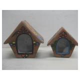 Two Handpainted Terra Cotta Style Birdhouses See