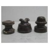 Three Vtg Insulators One Marked Pierce 355 See