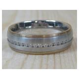 Xenox Two Tone Cz Band Ring Hallmarked