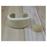 Vtg Carved Walrus Ivory Husk Bracelet & Ring