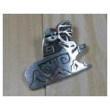 Hopi S.S Sunface Motif Pendant /Brooch Hallmarked