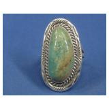 Vtg S.S. Navajo 'M' Turq Ring Hallmarked