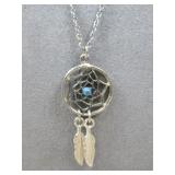 Dream Catcher Pendant Silvertone Necklace