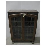 Antique Wooden Leaded Glass Door Cabinet See Info