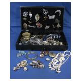 Jewelry Case Assorted Vtg Costume/Fashion Jewelry