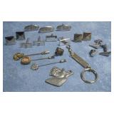 Vtg Cuff Links, Three Tie Bars, Tie Tack See Info