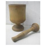 Vtg Wooden Mortar & Pestle