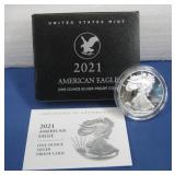 Silver 2021 1 Oz. Silver Proof Coin In Box W/COA