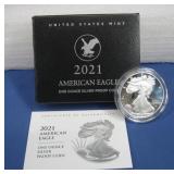 Silver 2021 1 Oz. Silver Proof Coin In Box W/COA