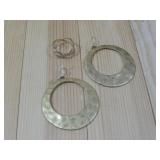 Brass Hammered Hoop Earrings W/ Criss Cross Ring