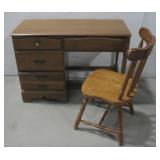 Vtg Wooden Student  Desk & Chair See Info