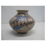 Handpainted Native American Pottery Vase 4'