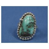 Vtg S.S.  N/A Turquoise Ring Tested Cleaned