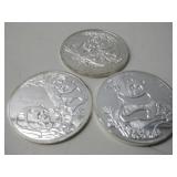 Three 5oz Silvertone Panda Coins