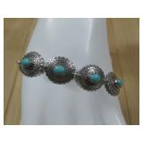 Western Concho SW S.S. Turq Bracelet Hallmarked