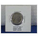 1913-D Type 1 Buffalo Nickel Very Good