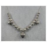 Sterling Silver Heart Beaded Necklace 12g